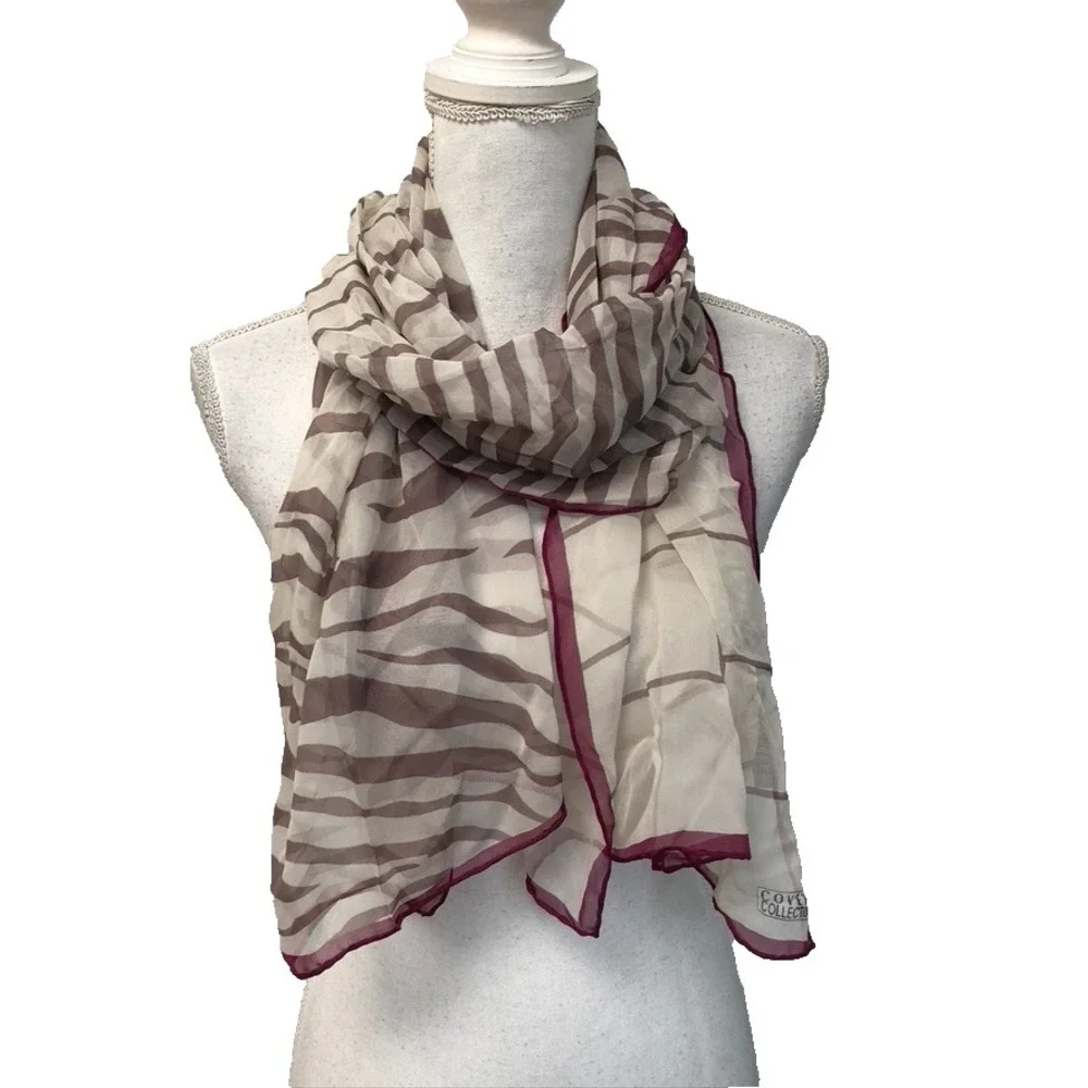 Coveri Collection Silk Rectangle Scarf Wrap‎ Shawl Small Lightweight Tiger Print